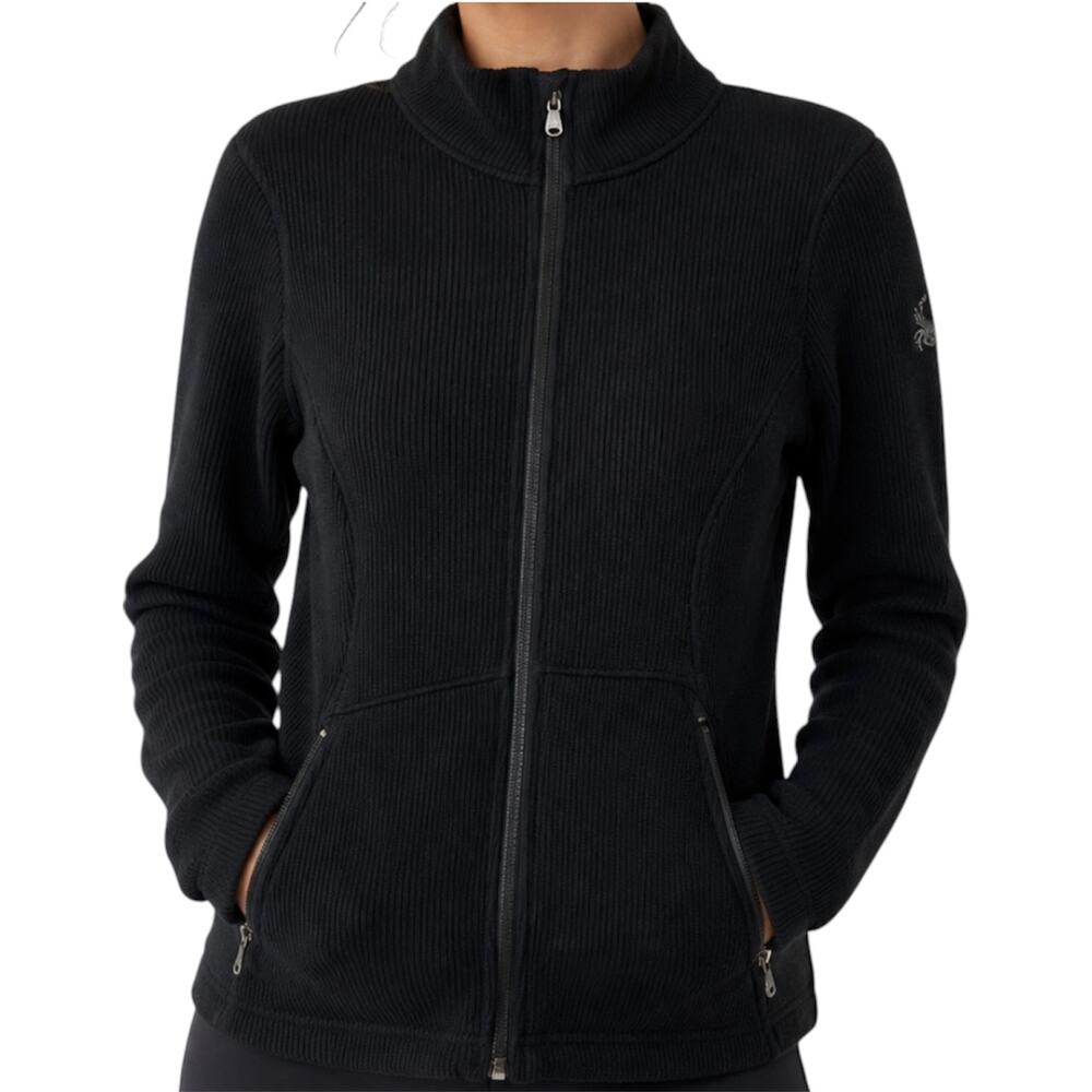 Spyder Sweater Mock Neck Full Zipper Long Sleeve Zipper Pocket Black Small